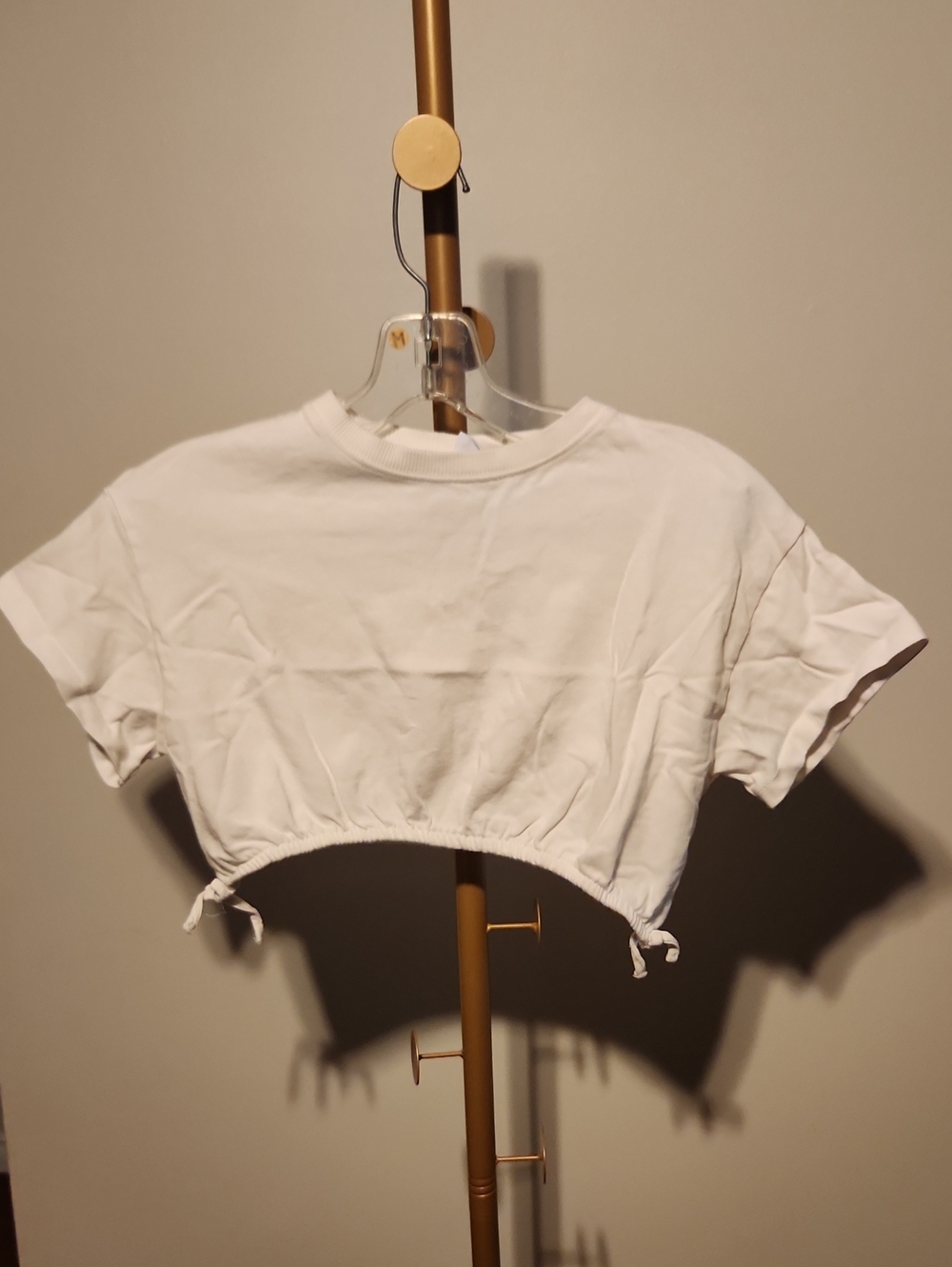 Zara White Cropped Tie-Hem Tee